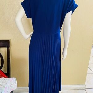 Elegant Blue Pleated Dress